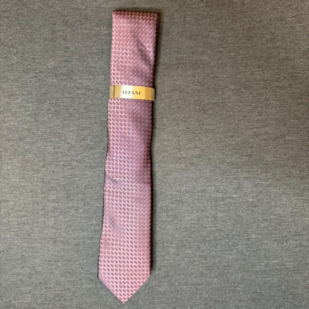 NWT Alfani Men's Pink Geometric Silk Blend Neck Tie Classic Width